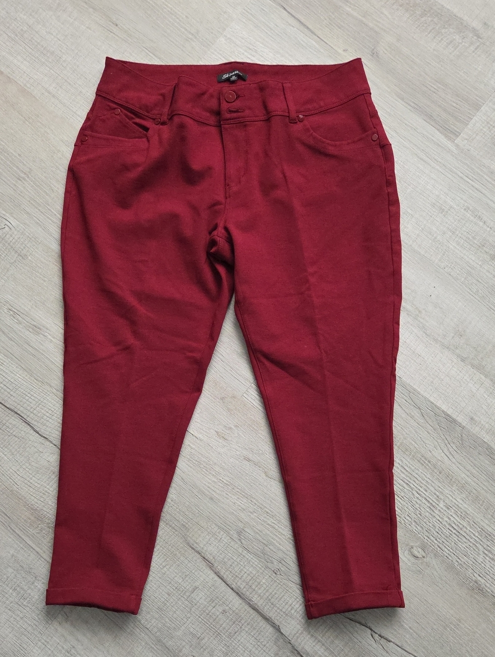 Shinestar Women's Cropped Burgundy Stretch Jeans 2X
